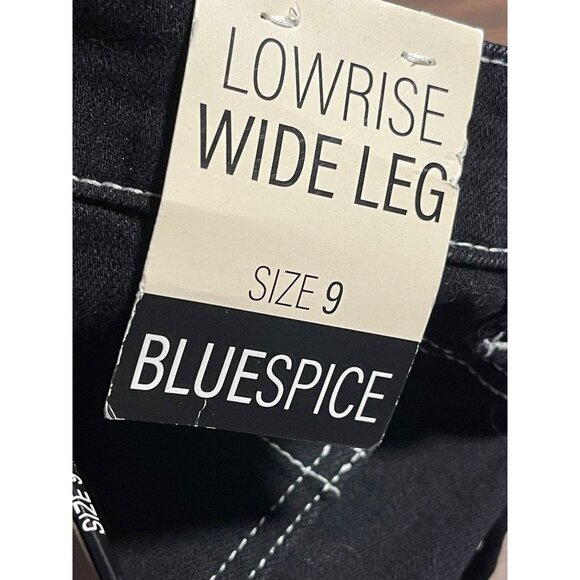 Blue Spice Low Rise Wide Leg Dad Jeans Womens JR Size 9 Black Sustainable Boho - Picture 9 of 12